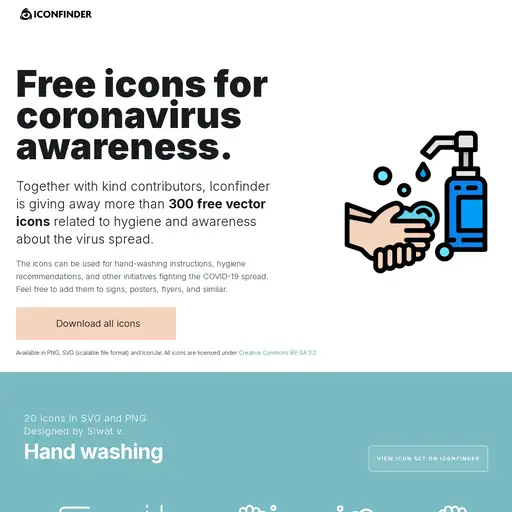 Screenshot of Coronavirus Awareness Icons website