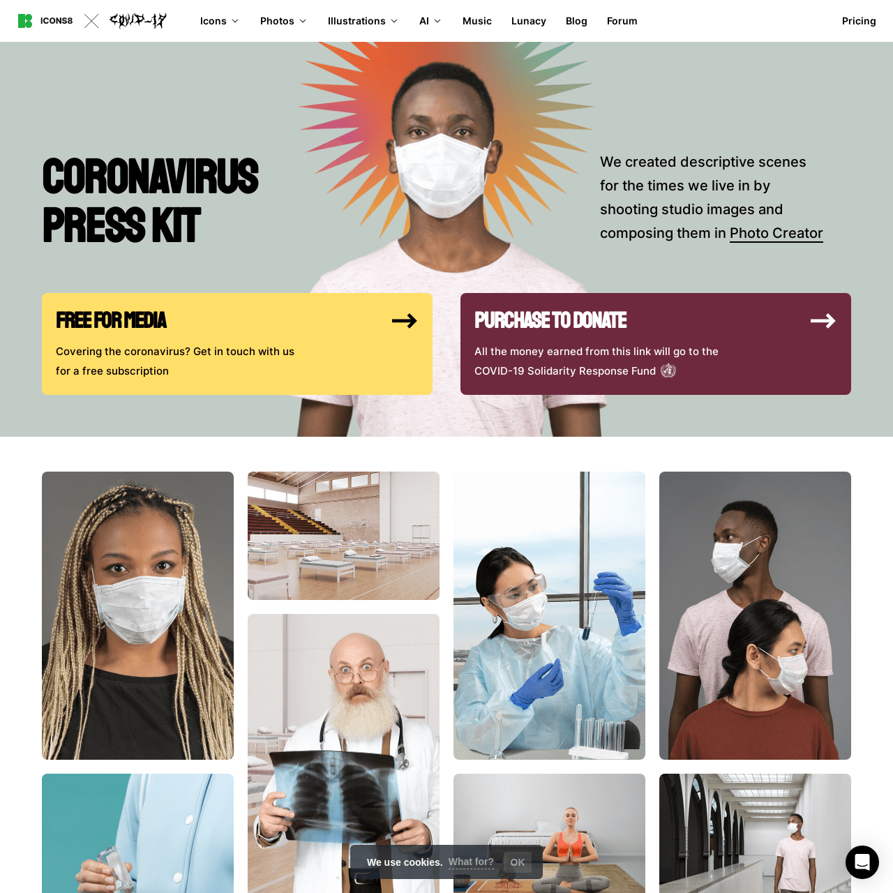 Screenshot of Coronavirus Press Kit website