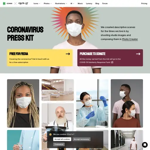 Screenshot of Coronavirus Press Kit website