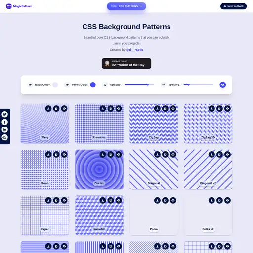 Screenshot of CSS Background Patterns website