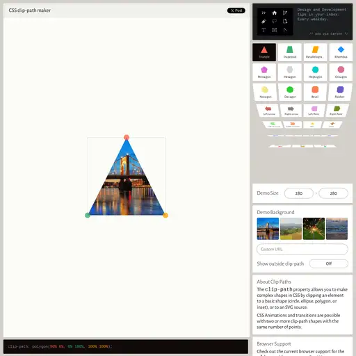 Screenshot of CSS clip-path maker website