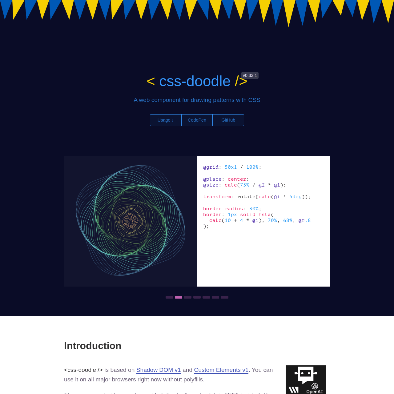 Screenshot of CSS Doodle website
