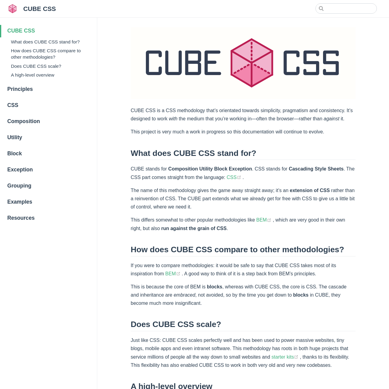 Screenshot of CUBE CSS website