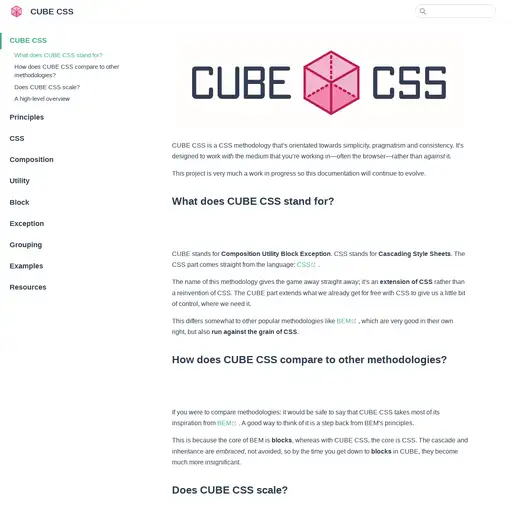 Screenshot of CUBE CSS website