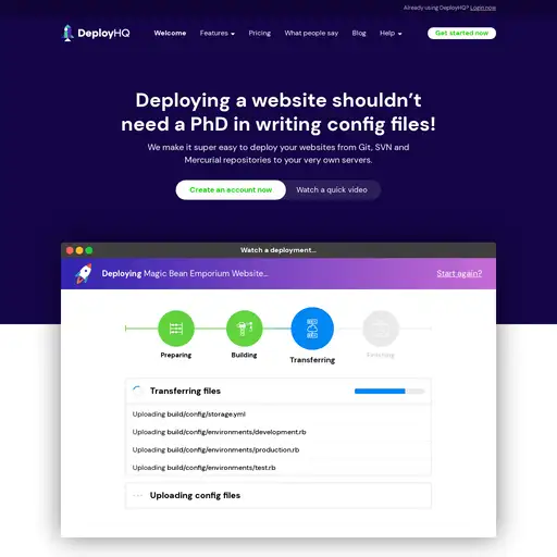 Screenshot of DeployHQ website