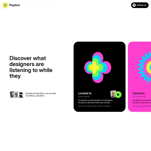 Screenshot of Design Playlists website