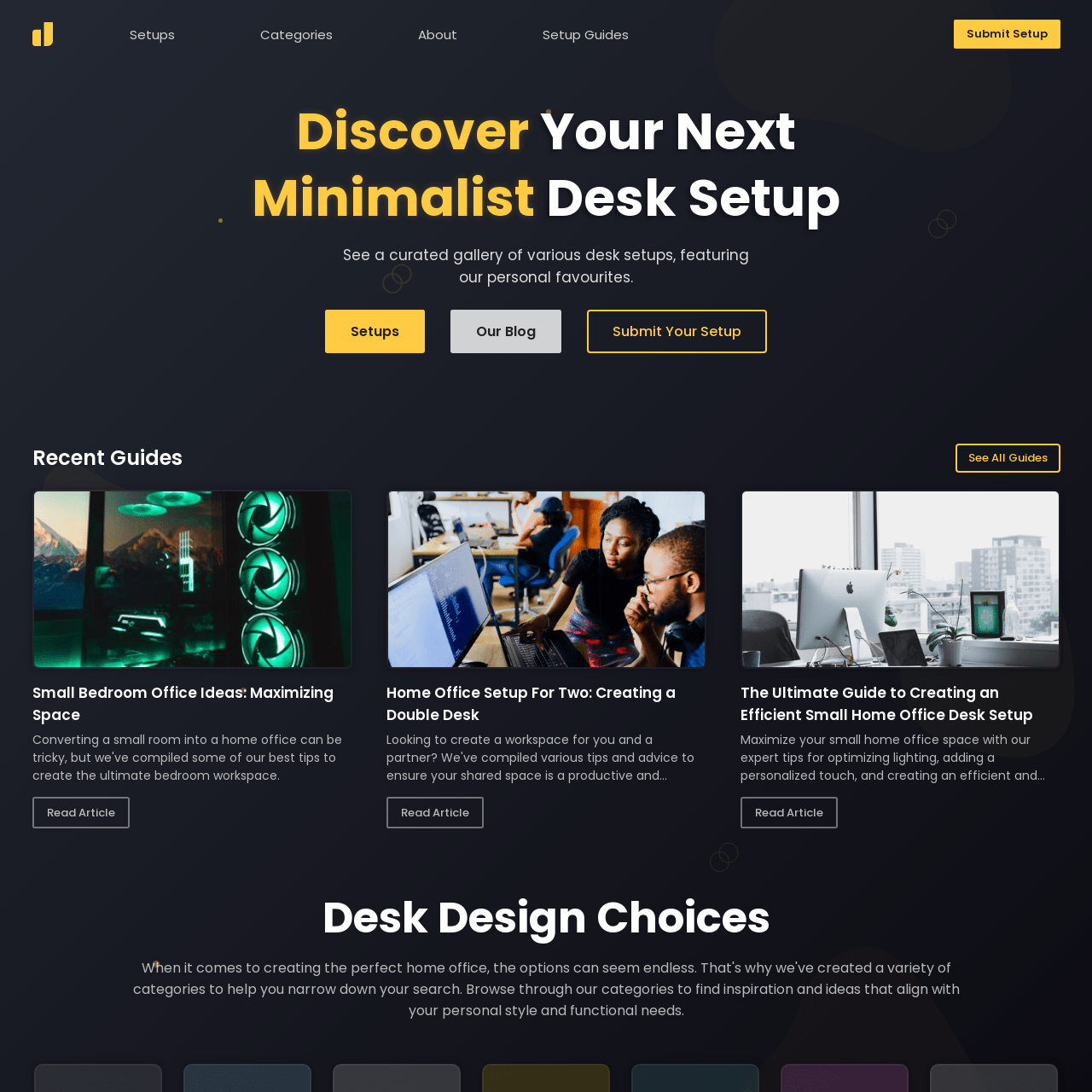 Screenshot of Desk Setups website