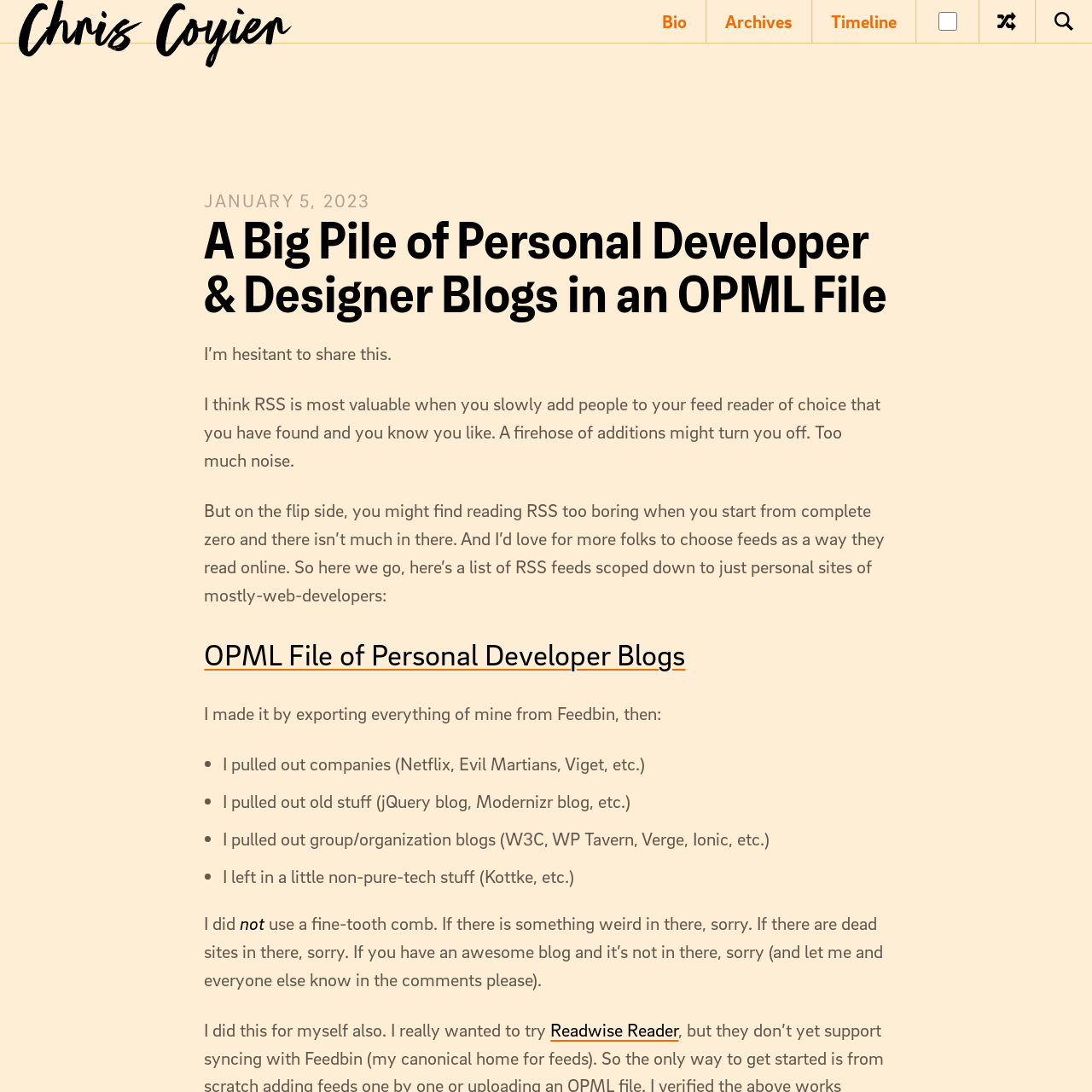 Screenshot of Developer Blog List website