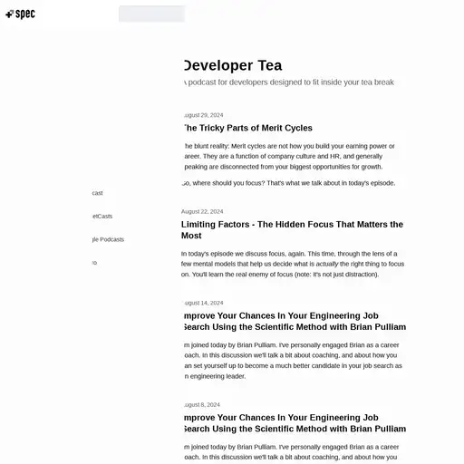 Screenshot of Developer Tea website