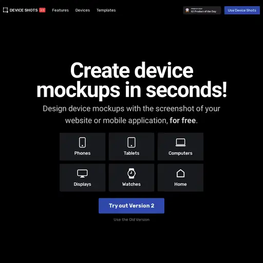 Screenshot of Device Shots website