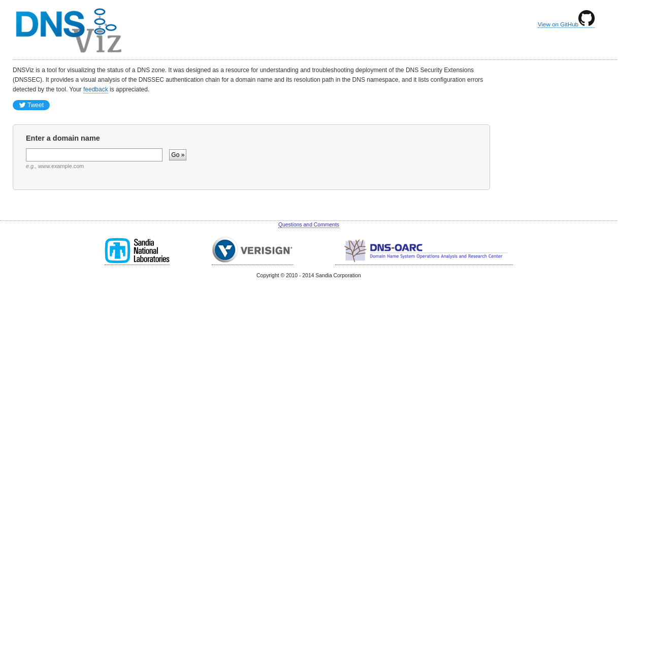 Screenshot of DNSViz website