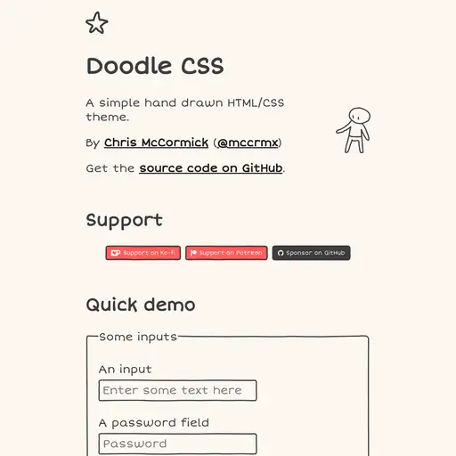 Screenshot of DoodleCSS website