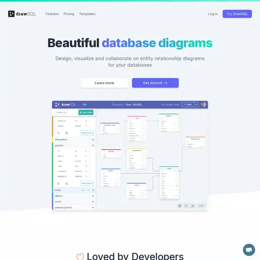 Screenshot of DrawSQL website