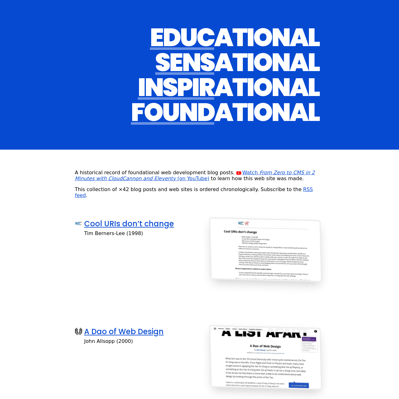 Screenshot of Educational Sensational Inspirational Foundational website