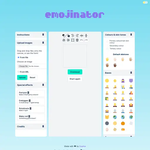 Screenshot of Emojinator website