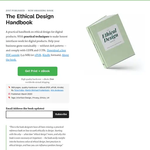 Screenshot of Ethical Design Handbook website