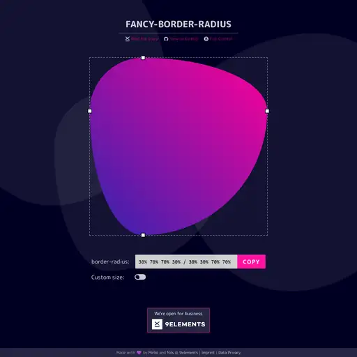 Screenshot of Fancy Border Radius website