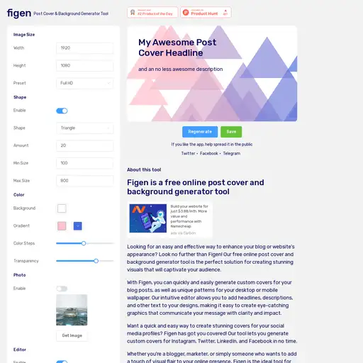 Screenshot of Figen website