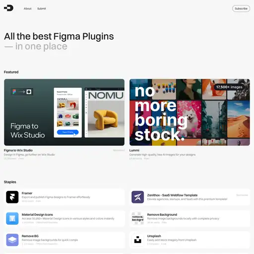 Screenshot of Figma Plugins website