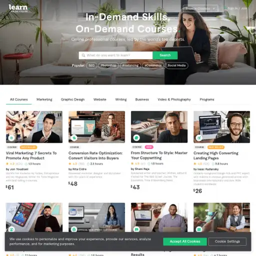 Screenshot of Fiverr Learn website