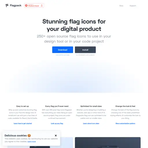 Screenshot of Flagpack website