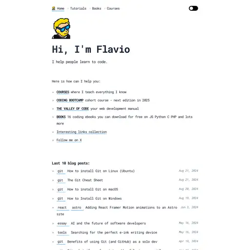 Screenshot of Flavio Copes website