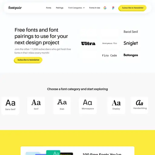 Screenshot of FontPair website