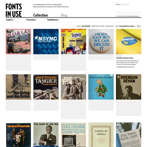 Screenshot of Fonts In Use website