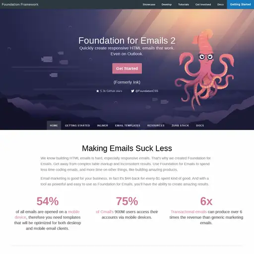 Screenshot of Foundation for Emails website