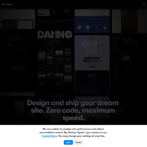 Screenshot of Framer website