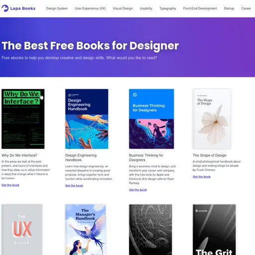 Screenshot of Free Books for Designers website