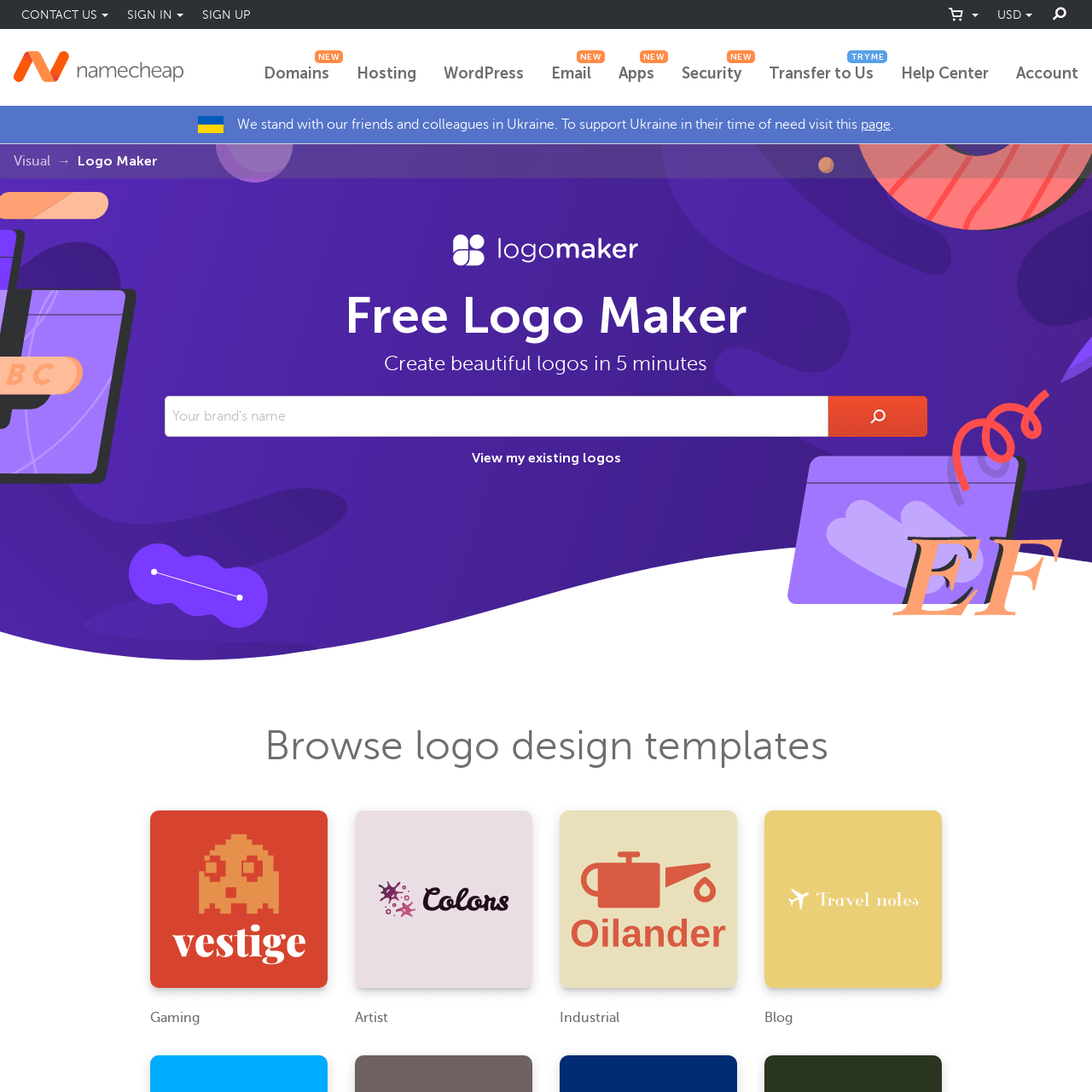 Screenshot of Free Logo Maker website