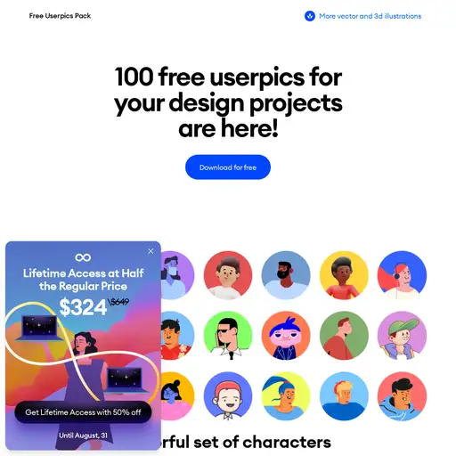 Screenshot of Free Userpics Pack website