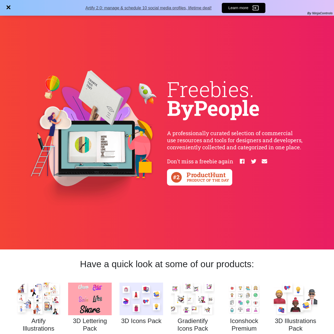 Screenshot of Freebies By People website