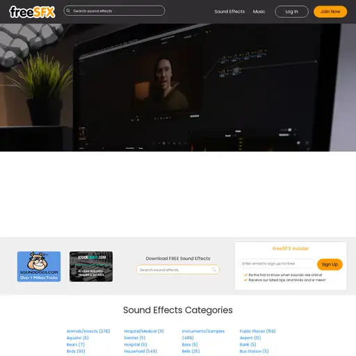 Screenshot of FreeSFX website