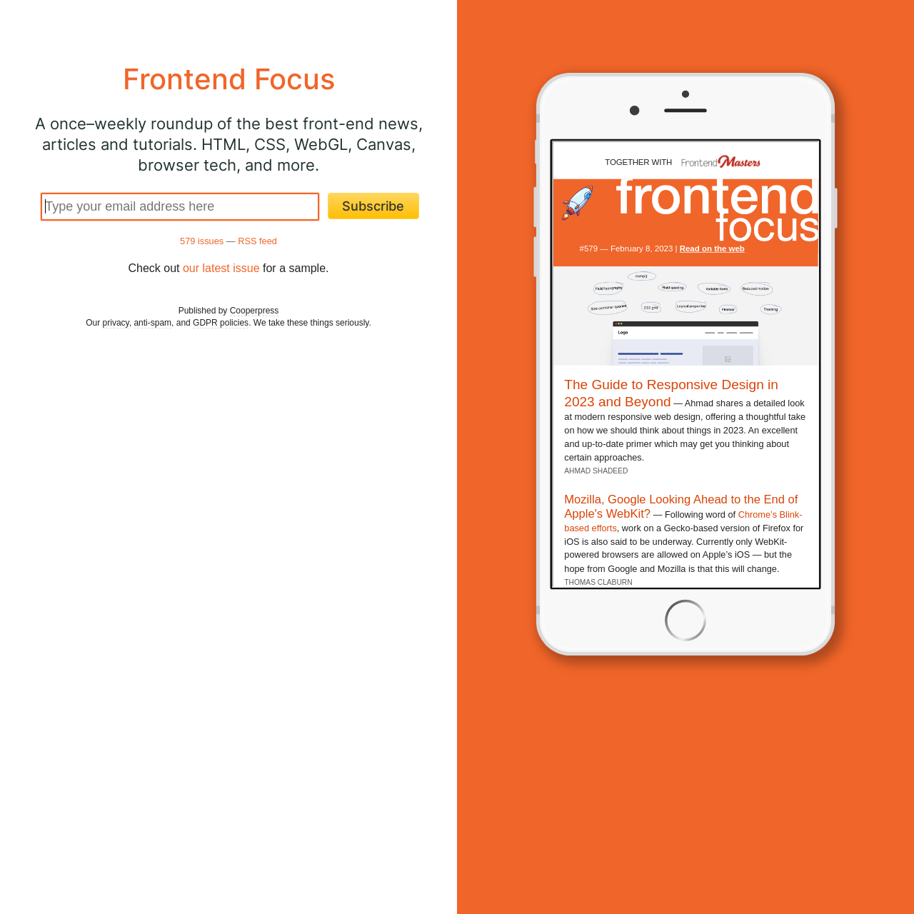 Screenshot of Frontend Focus website