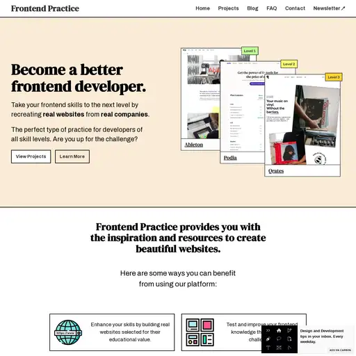 Screenshot of Frontend Practice website