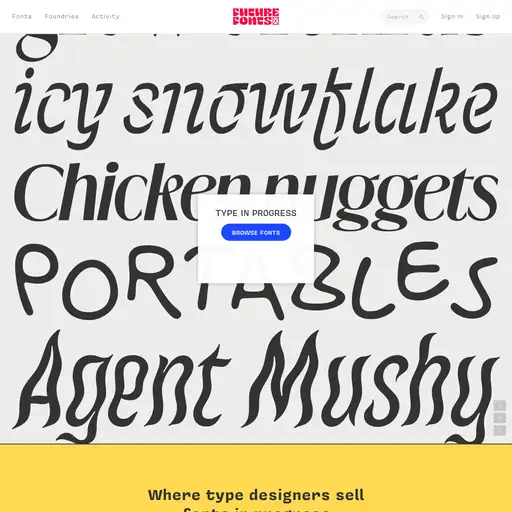 Screenshot of Future Fonts website