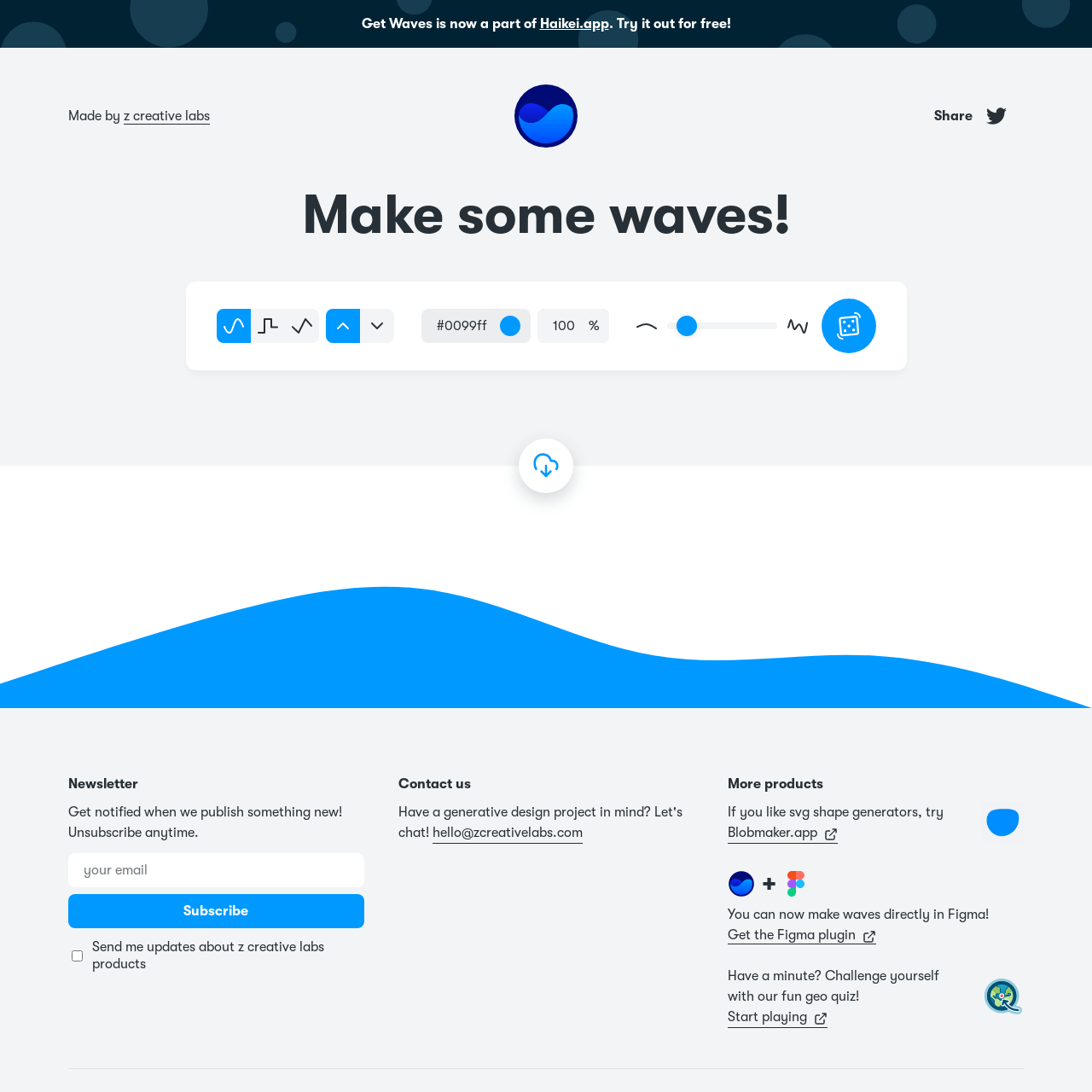 Screenshot of Get Waves website
