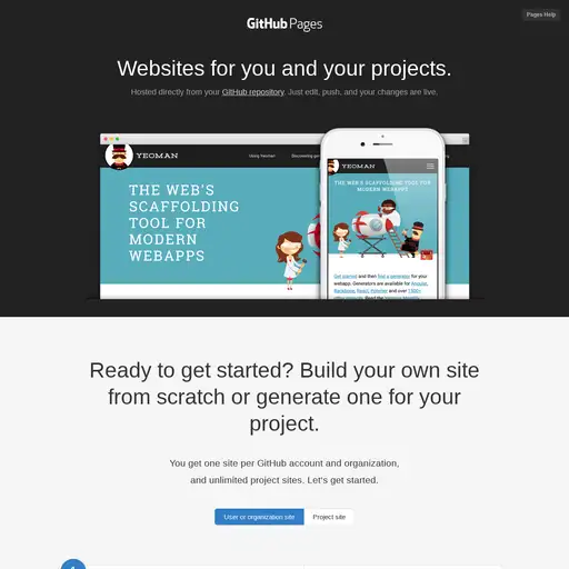 Screenshot of GitHub Pages website