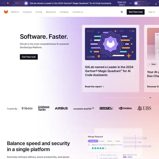 Screenshot of GitLab website