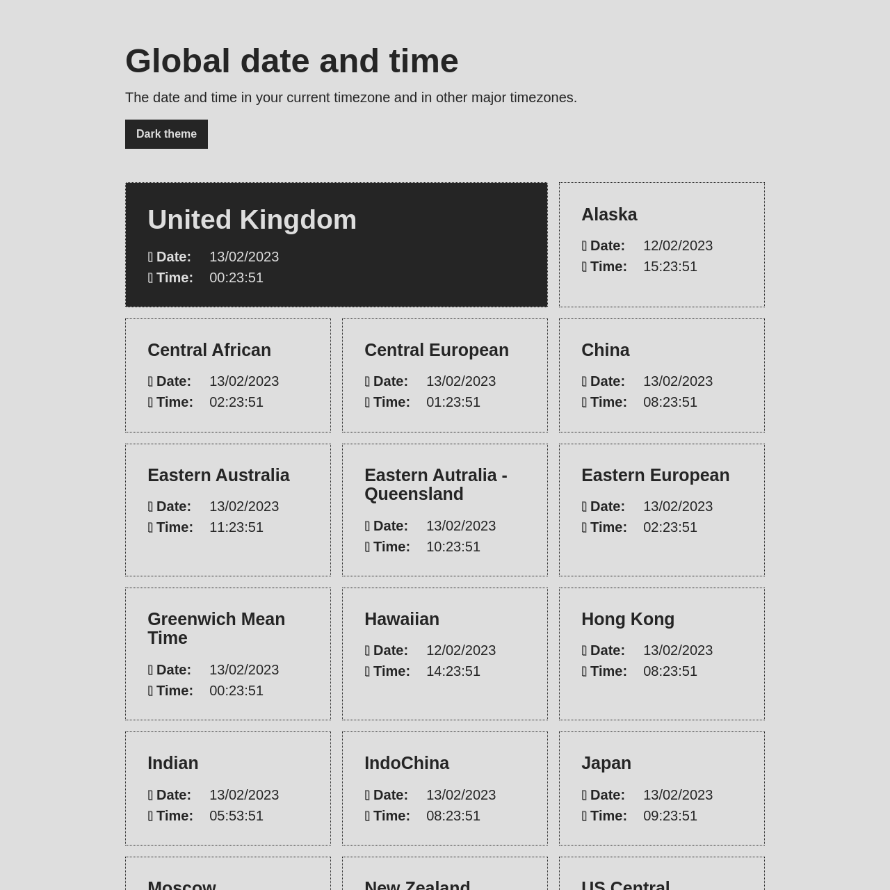 Screenshot of Global Time website