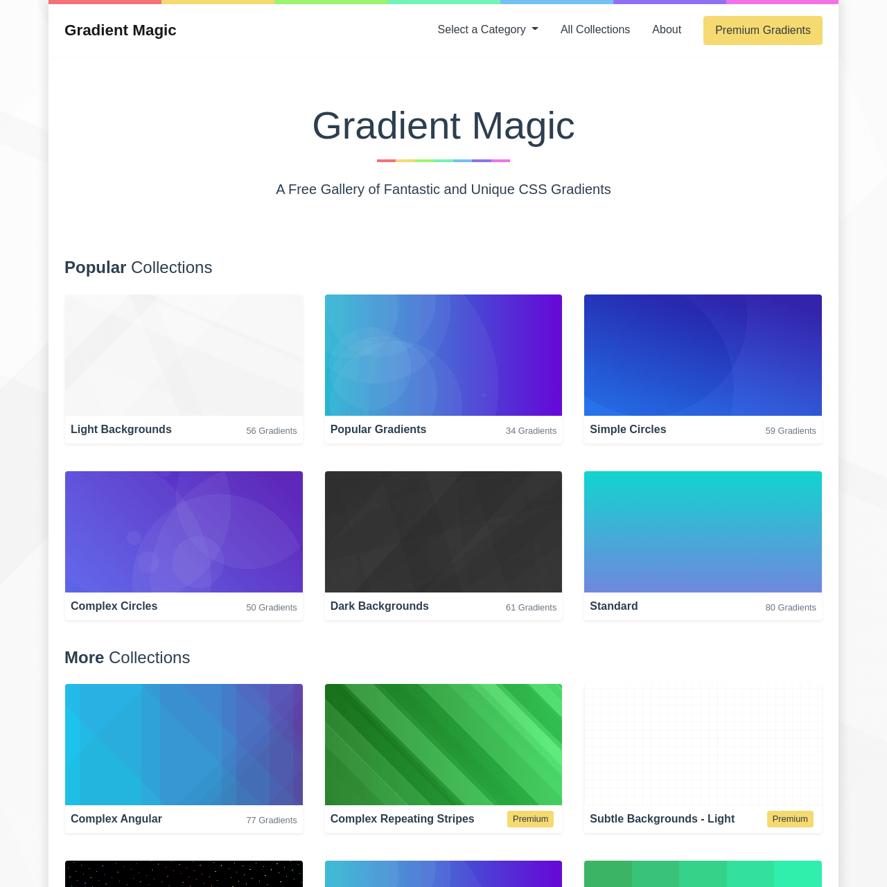Screenshot of Gradient Magic website