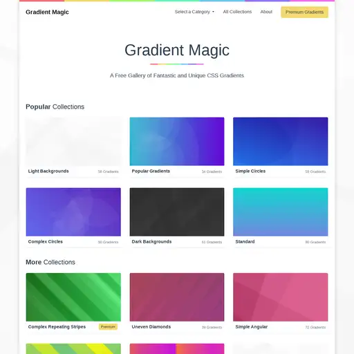 Screenshot of Gradient Magic website