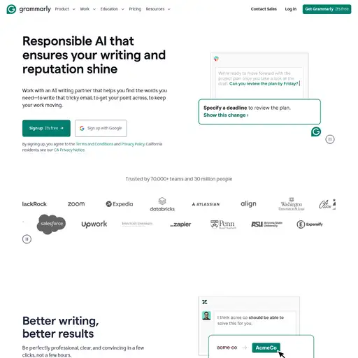 Screenshot of Grammarly website