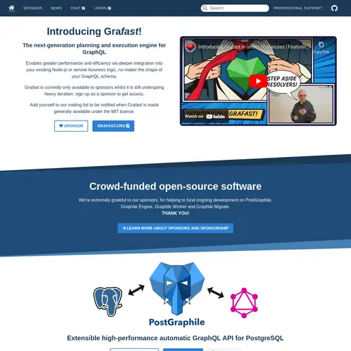 Screenshot of Graphile website