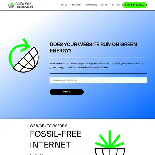 Screenshot of Green Web Foundation website