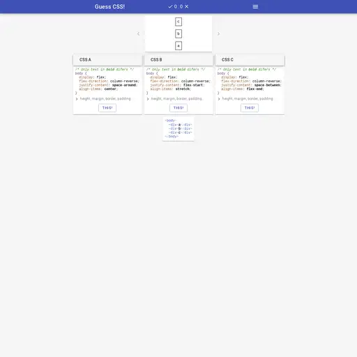 Screenshot of Guess CSS! website