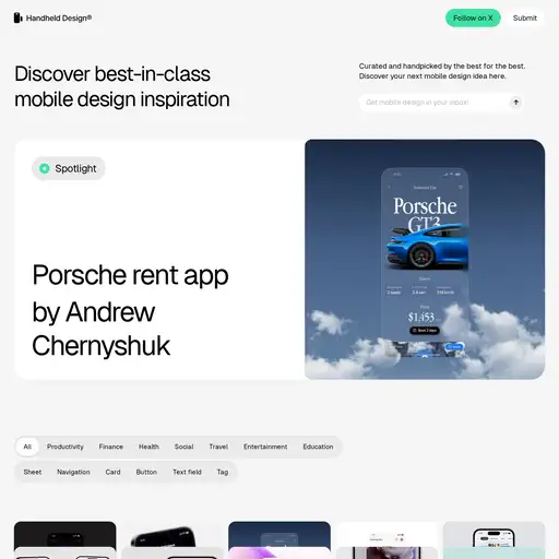 Screenshot of Handheld Design website