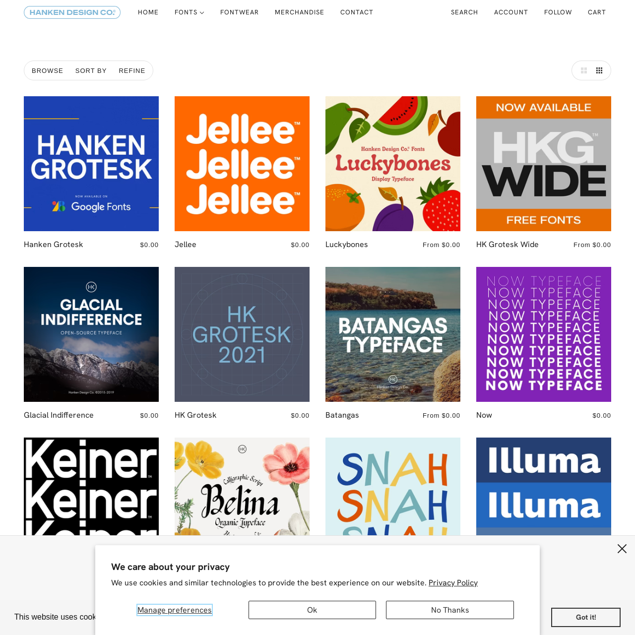 Screenshot of Hanken Design Co. website